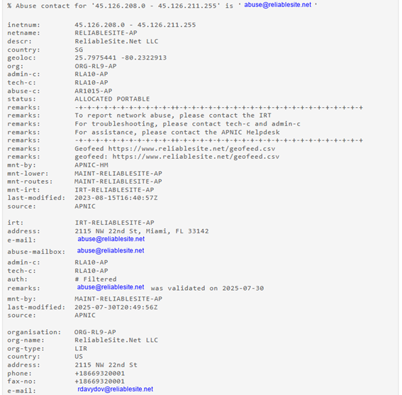 whois result